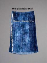 Recycled denim skirt, blue stripe