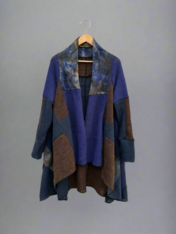 Teppapeysa|Blanket sweater, blá•brún | blue•brown