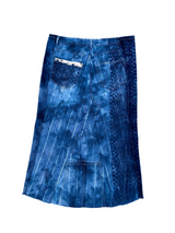 Recycled denim skirt, blue stripe