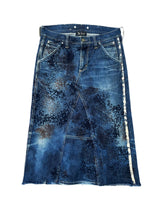 Recycled denim skirt, navy leopard