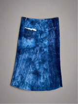 Recycled denim skirt, blue stripe